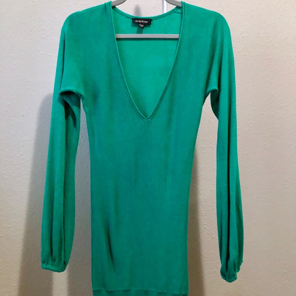 Bebe Turquoise Long Sleeve V-Neck Tunic!!!